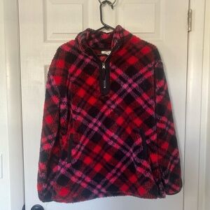Maurices Red and Pink Fleece Pullover